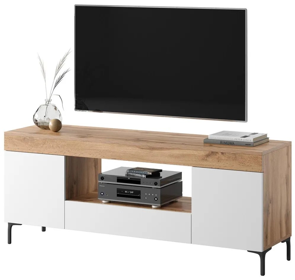 Tv szekrény/asztal Giuseppo (világítással) (lancester tölgy + fehér). 1098644