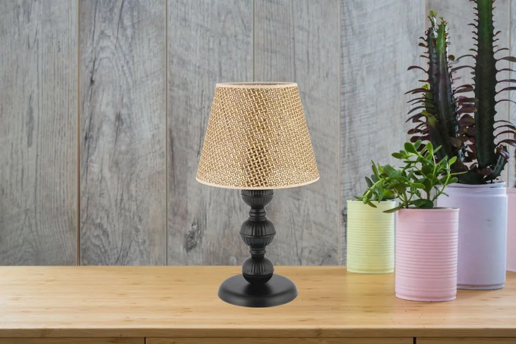 Fém éjjeli lámpa, teve-fekete, 20 cm – TR390FLH2696