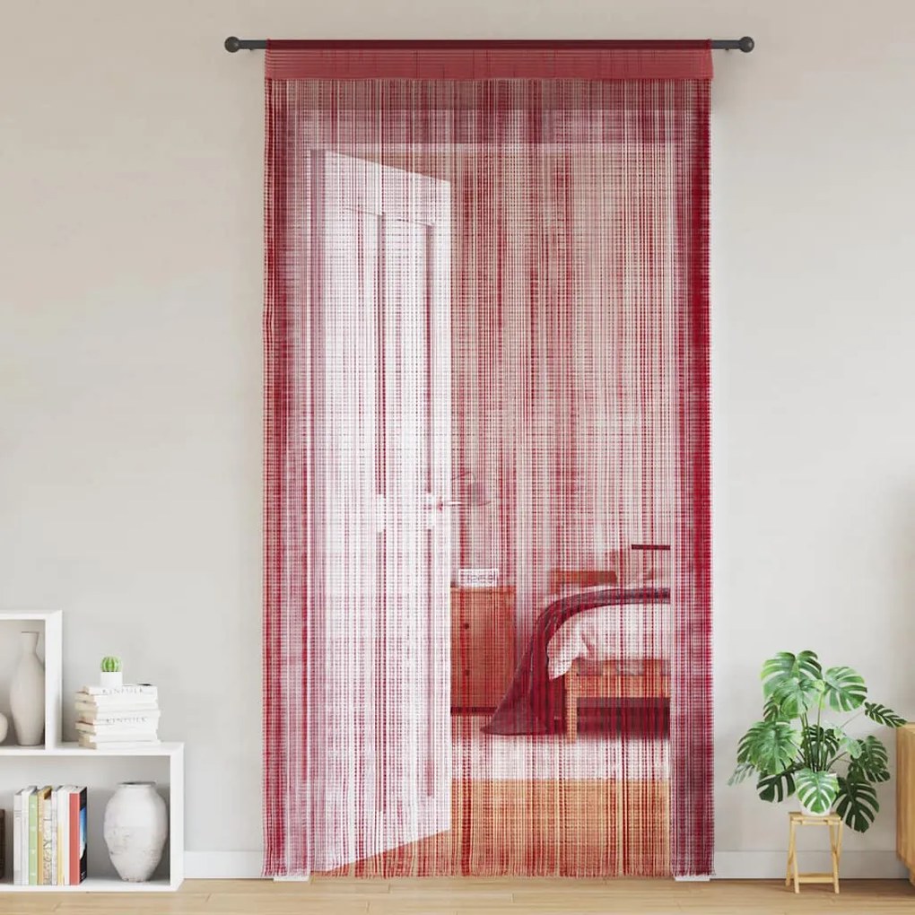 vidaXL 2 db burgundi vörös zsinórfüggöny 100 x 250 cm