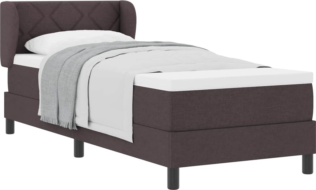 vidaXL Boxrugós ágy matracmal Sötét Barna 80 x 200 cm szövet