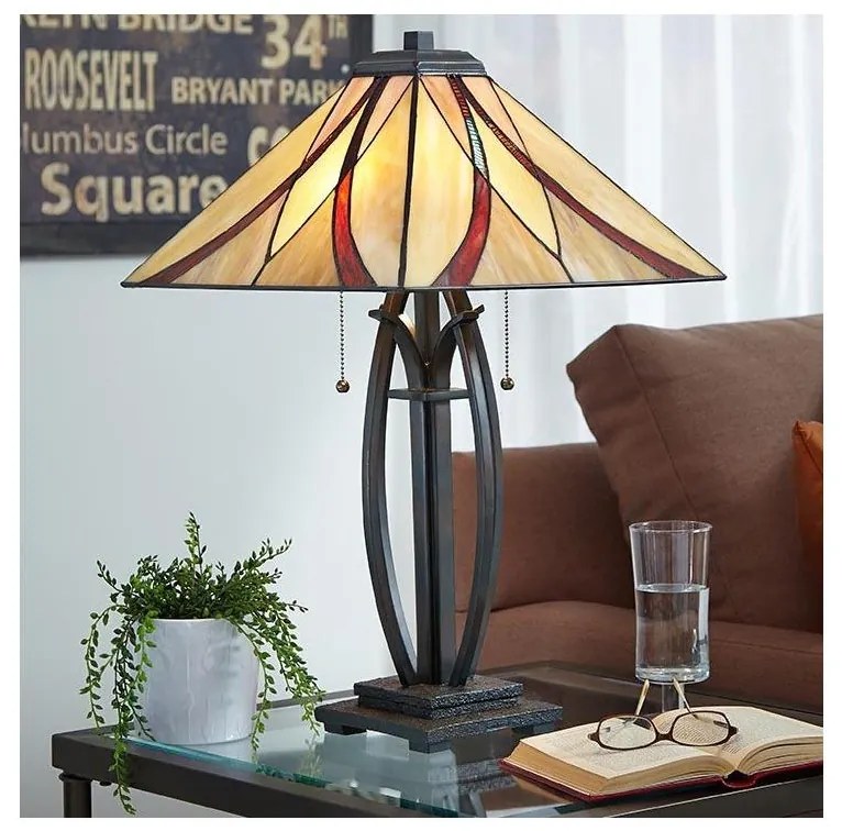 Elstead QZ-ASHEVILLE-TL - Tiffany ASHEVILLE asztali lámpa 2xE27/60W/230V