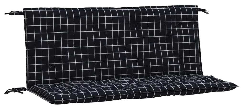 2 db fekete kockás szövet kerti padpárna 120 x 50 x 7 cm