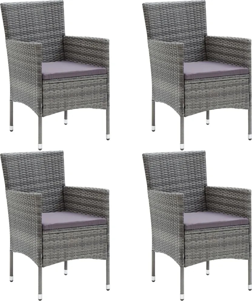 vidaXL 4 db szürke kerti polyrattan étkezőszék