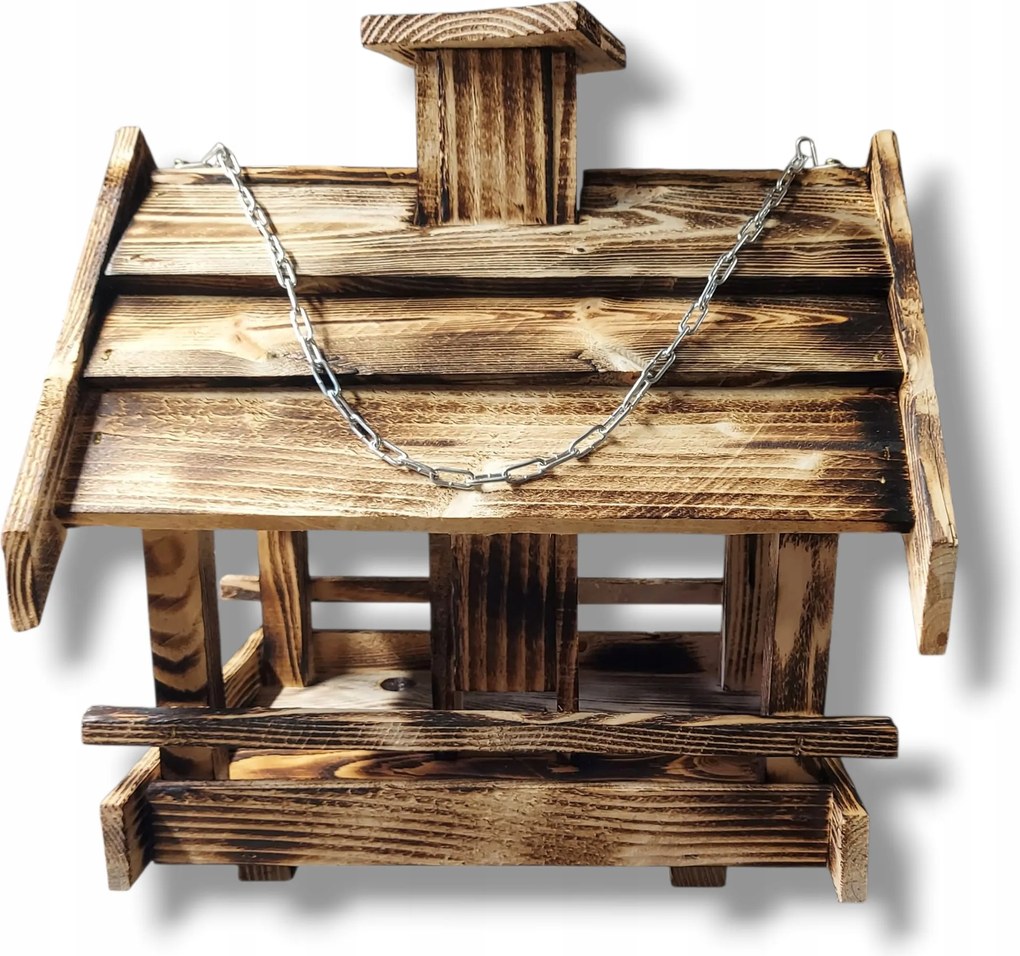 Fa madáretető téli látó gabona házikó 36x26x40 gabona