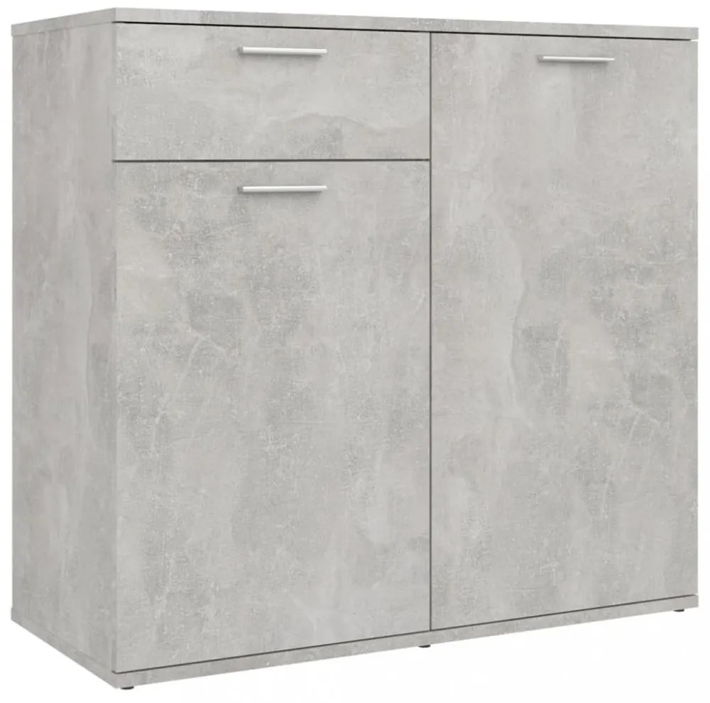 betonszürke szerelt fa tálalószekrény 80 x 36 x 75 cm