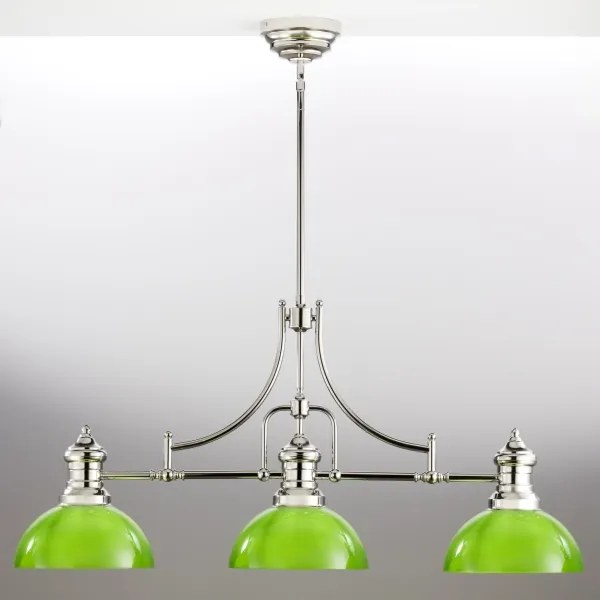 Jupiter 2072 - PLATINO rúdon szerelt csillár 3xE27/15W/230V zöld/fényes króm