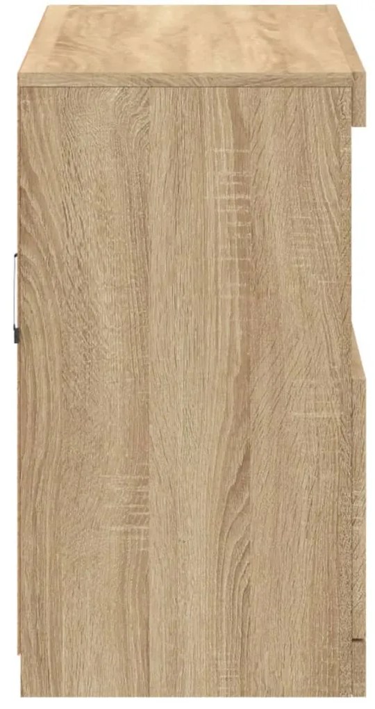 sonoma tölgy színű tálalószekrény LED-ekkel 81 x 37 x 67 cm
