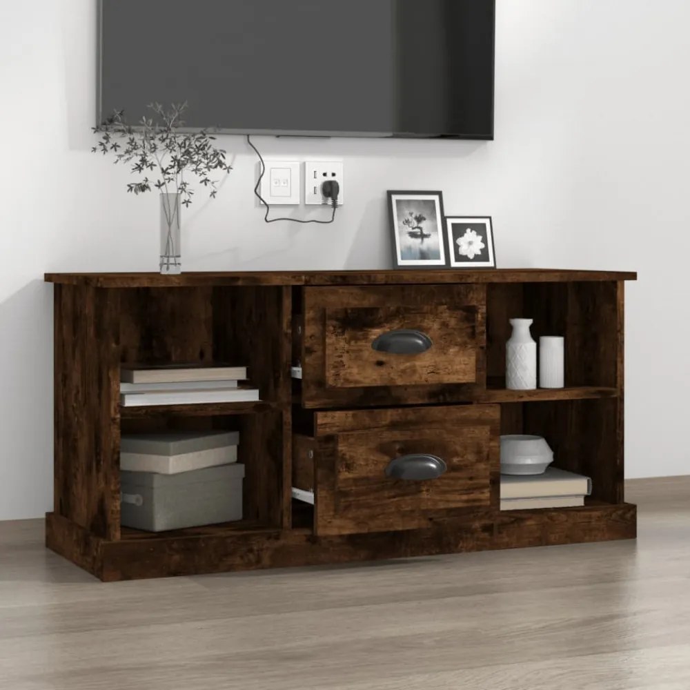 füstös tölgy színű szerelt fa TV-szekrény 99,5x35,5x48 cm