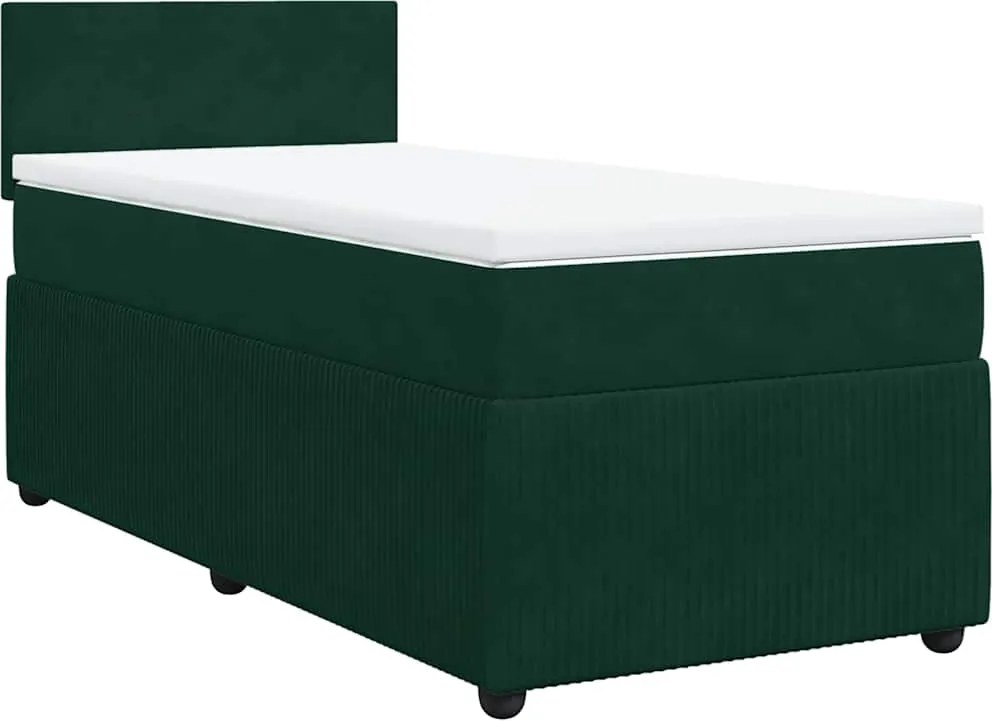 vidaXL sötétzöld bársony rugós ágy matraccal 90x190 cm