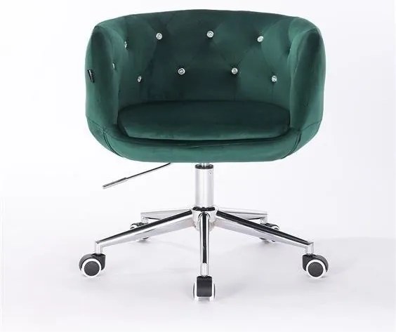 HR333K Sötétzöld velur modern szék krómozott lábbal