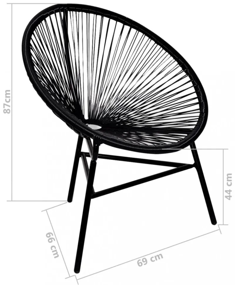 fekete polyrattan kerti kagylószék