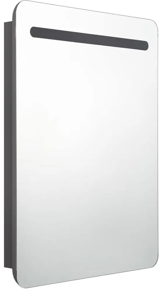 szürke LED-es tükrös fürdőszobaszekrény 60 x 11 x 80 cm