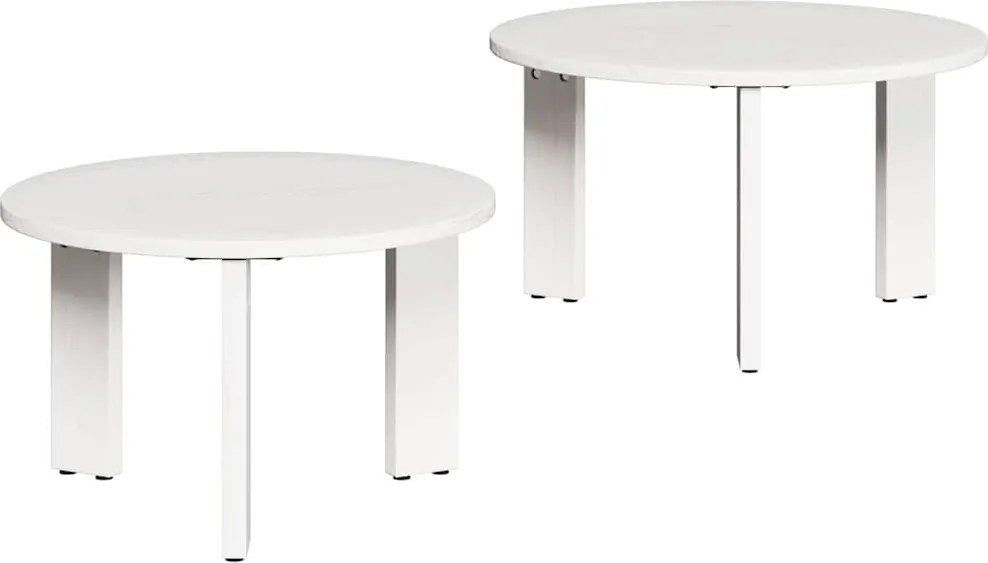 vidaXL Dohányzóasztal 2 pcs Fehér Tömör fenyőfa