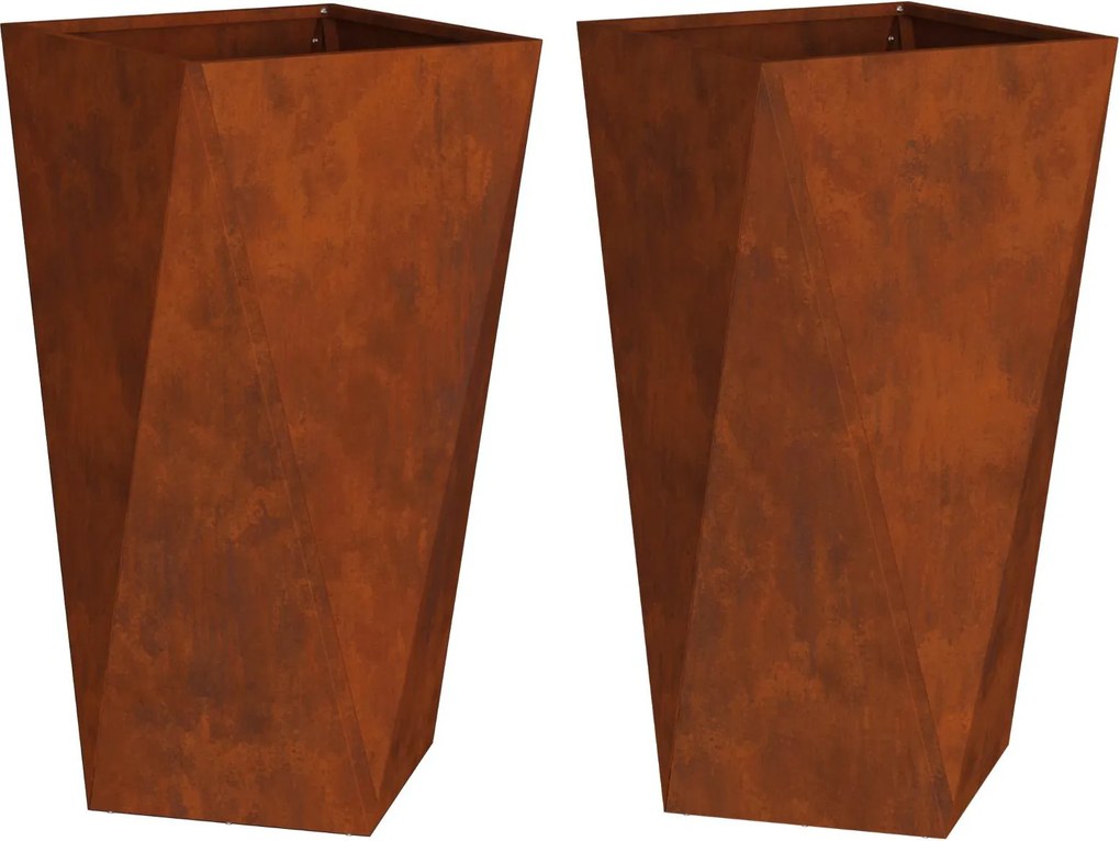 vidaXL Növénytartó 2 pcs Rozsdás 40 x 40 x 75 cm Időjárásálló acél