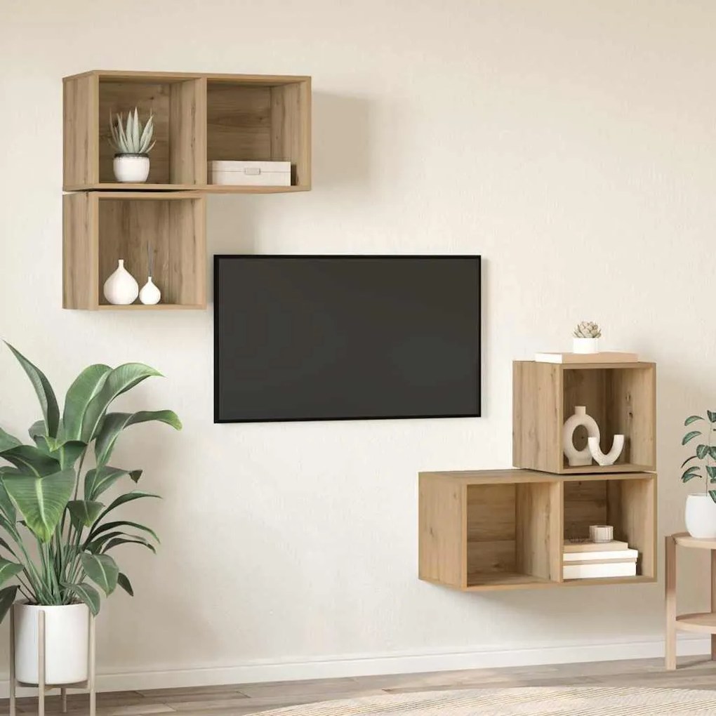 TV szekrény garnitúra 4 pcs kézműves tölgy 37 x 37 x 72 cm