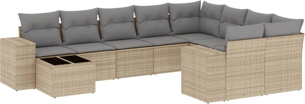 vidaXL 10 részes bézs polyrattan kerti ülőgarnitúra párnával