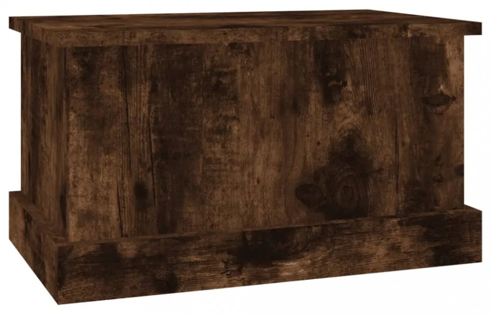 füstös tölgy színű szerelt fa tárolóláda 50x30x28 cm