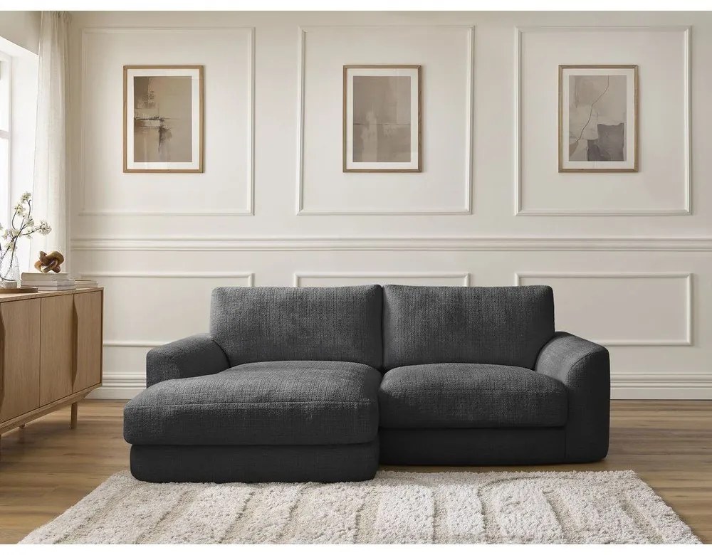 Fekete zsenília sarokkanapé (bal oldali-heverő résszel) Leonore – Bobochic Paris