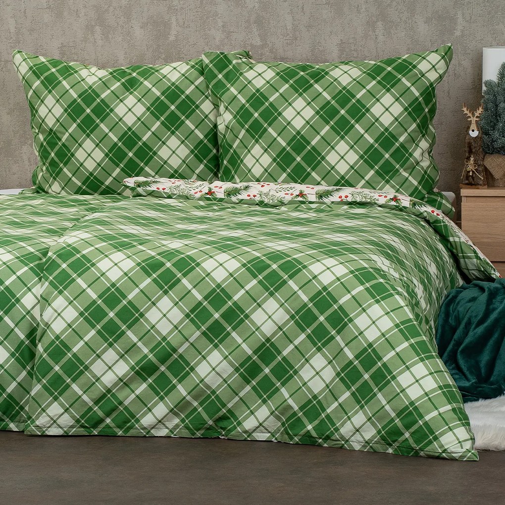 4Home Scotch pamut ágyneműhuzat zöld, 140 x 200 cm, 70 x 90 cm, 140 x 200 cm, 70 x 90 cm