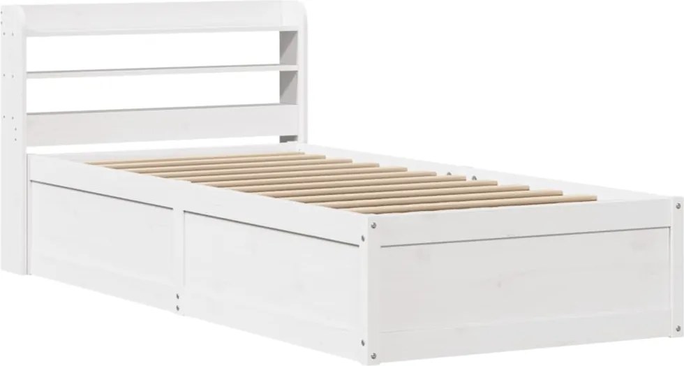 vidaXL fehér tömör fenyőfa ágykeret fejtámlával 75 x 190 cm