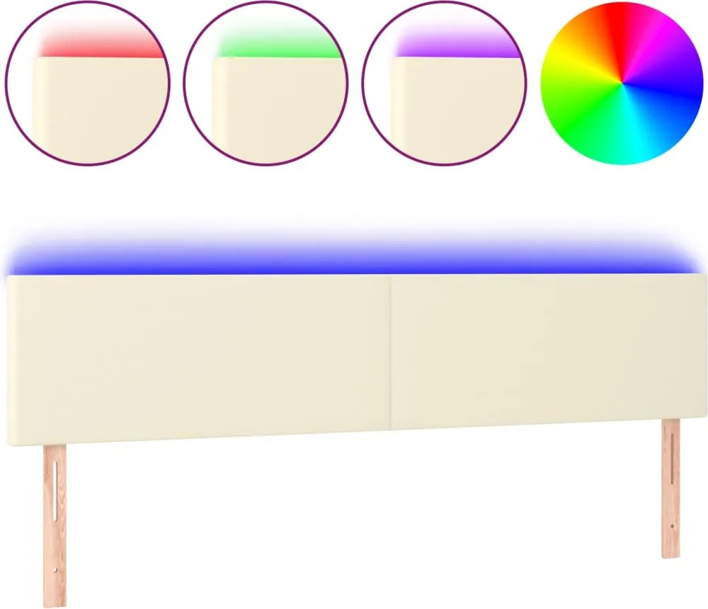 vidaXL krémszínű műbőr LED-es fejtámla 180 x 5 x 78/88 cm