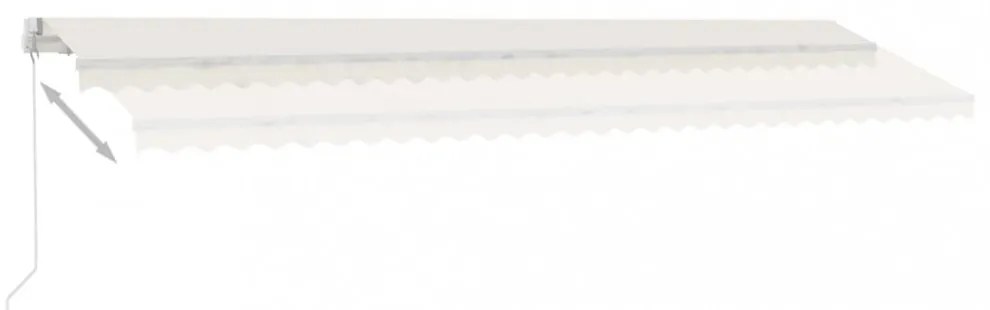 krémszínű kézzel kihúzható LED-es napellenző 600 x 300 cm
