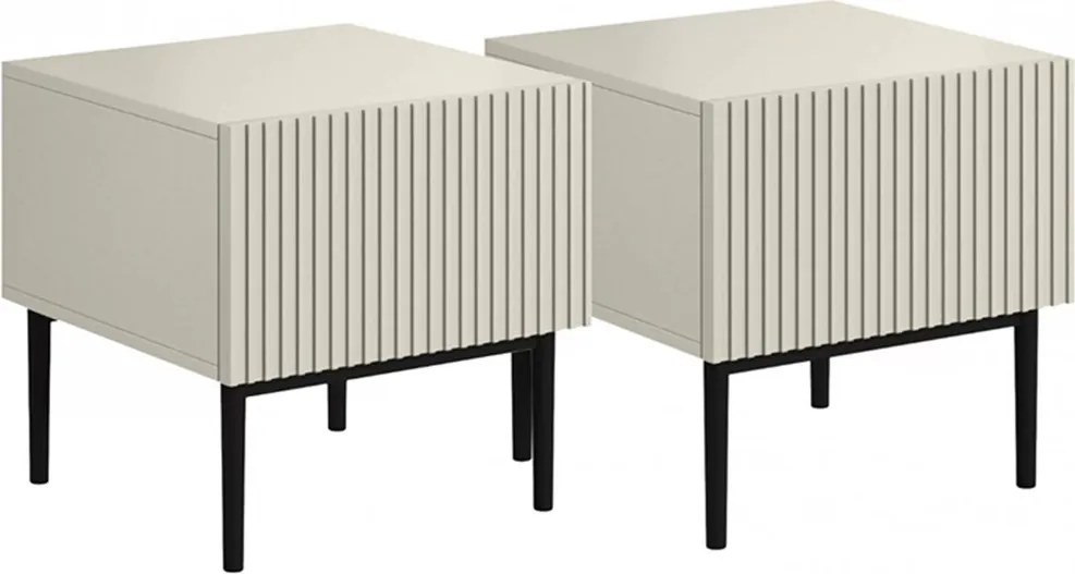 Nicole éjjeliszekrény készlet 46 cm - kasmír / fekete lábak