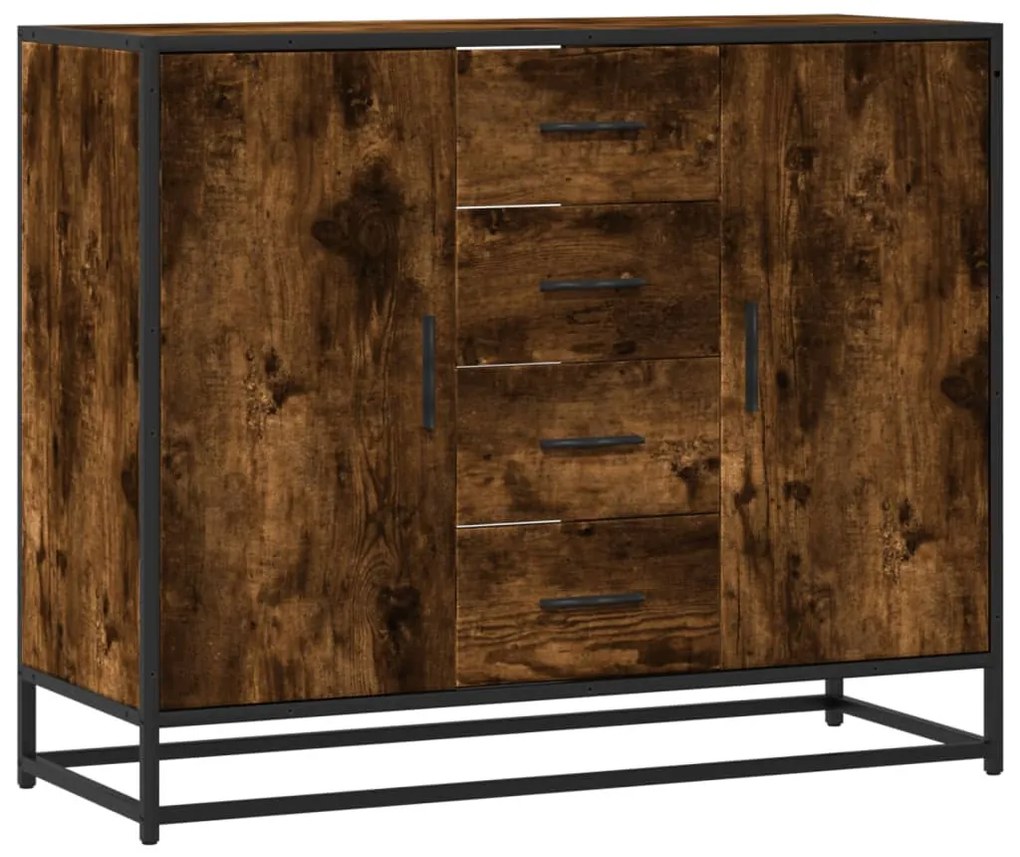 sonoma tölgy színű szerelt fa tálalószekrény 92 x 35 x 76 cm