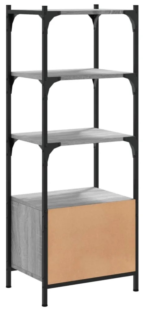 3 szintes szürke sonoma szerelt fa könyvespolc 41x30x109,5 cm