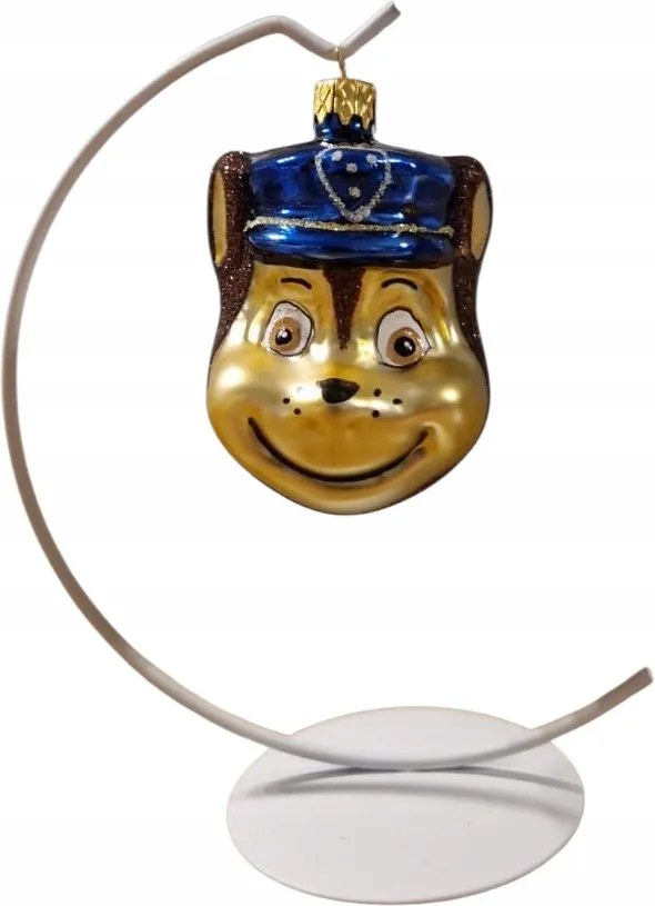 Kézzel készített üveg karácsonyfadísz Chase feje (Mancs Őrjárat)