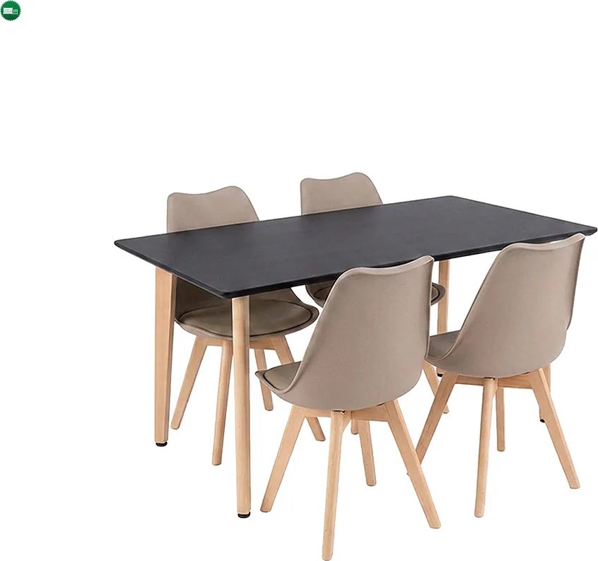 Silla 120 4+1 étkező garnitúra fekete-bézs