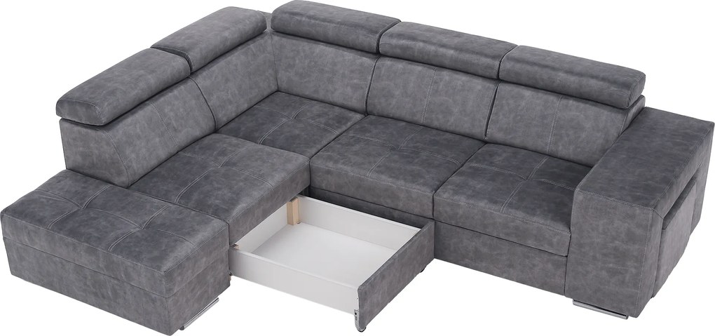 Ülőgarnitúra, szürke, balos, MALAGA