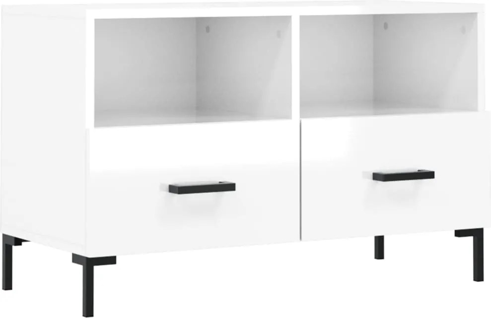 vidaXL fehér magasfényű szerelt fa TV-szekrény 80x36x50 cm