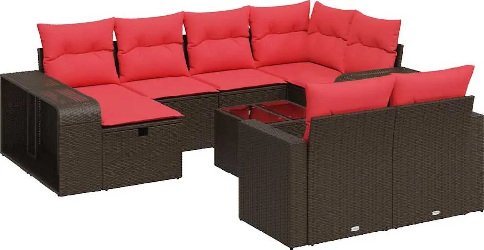vidaXL 11 részes barna polyrattan kerti ülőgarnitúra párnákkal
