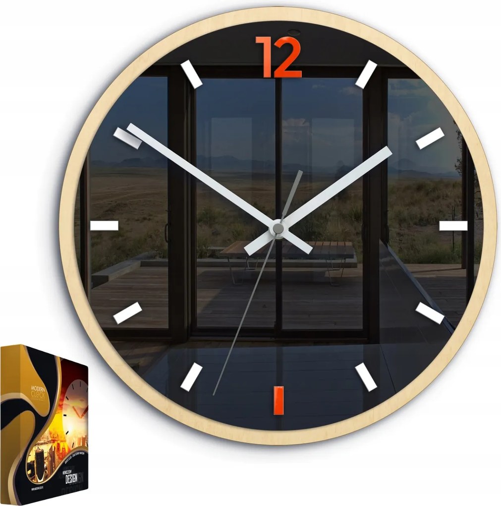 Modern stílusú falióra Akril Grafit Narancs Kerek Kvarc