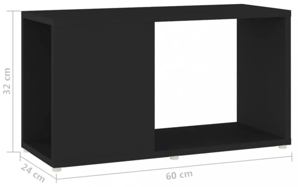 fekete szerelt fa TV-szekrény 60 x 24 x 32 cm