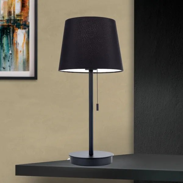 Orion LA 4-1205/1 - Asztali lámpa USB porttal LUDWIG 1xE27/40W/230V fekete