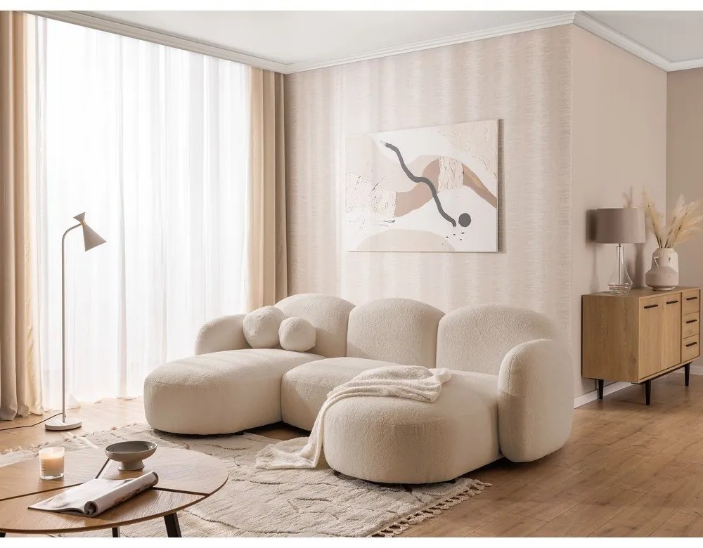 Világosbarna buklé sarokkanapé (U alakú) Orbit – Ropez