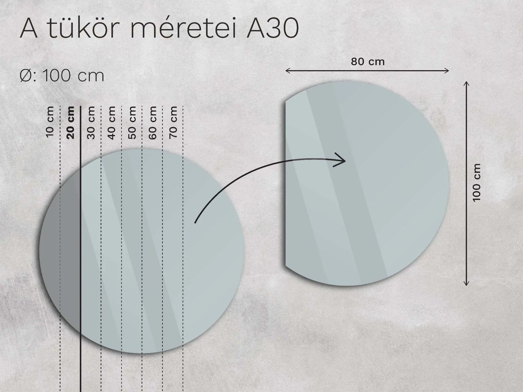 Atipikus tükör LED világítással A30 50x10