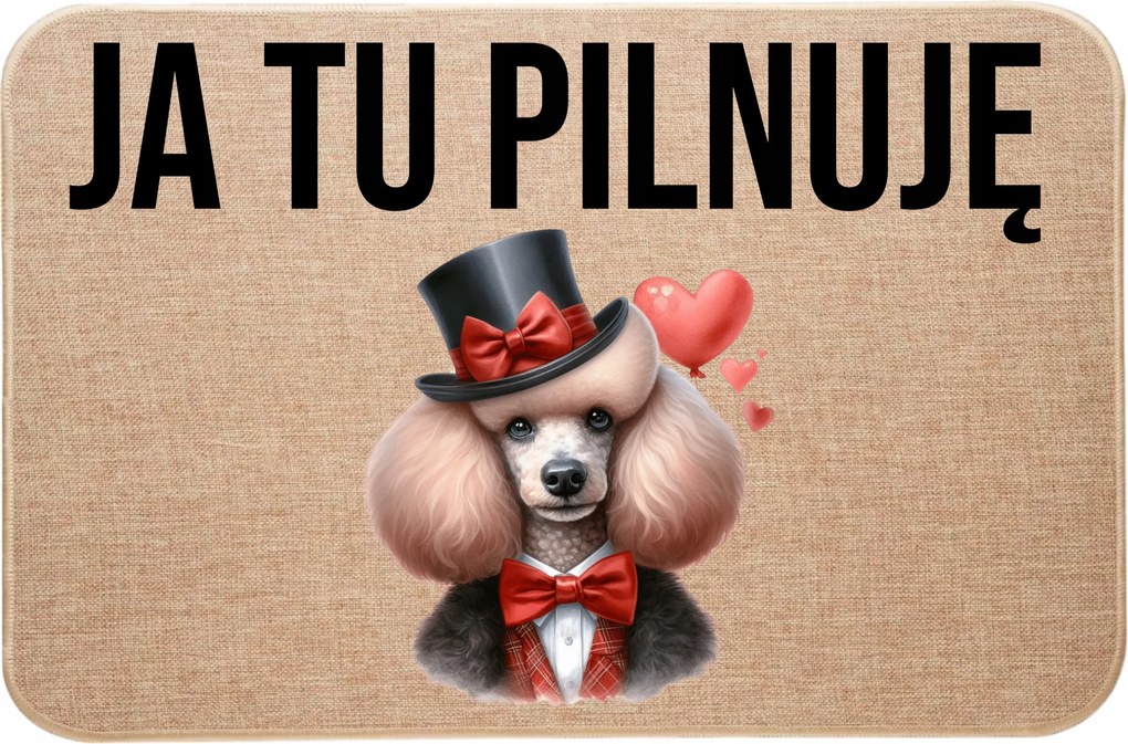 Lenvászon Lábtörlő Az Ajtó előtt Én Itt őrzöm az uszkárt Valentin-nap Szív