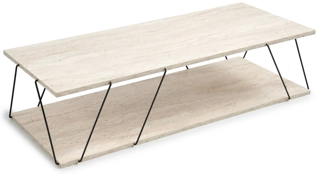 Dohányzóasztal Labranda - Fekete, Travertine