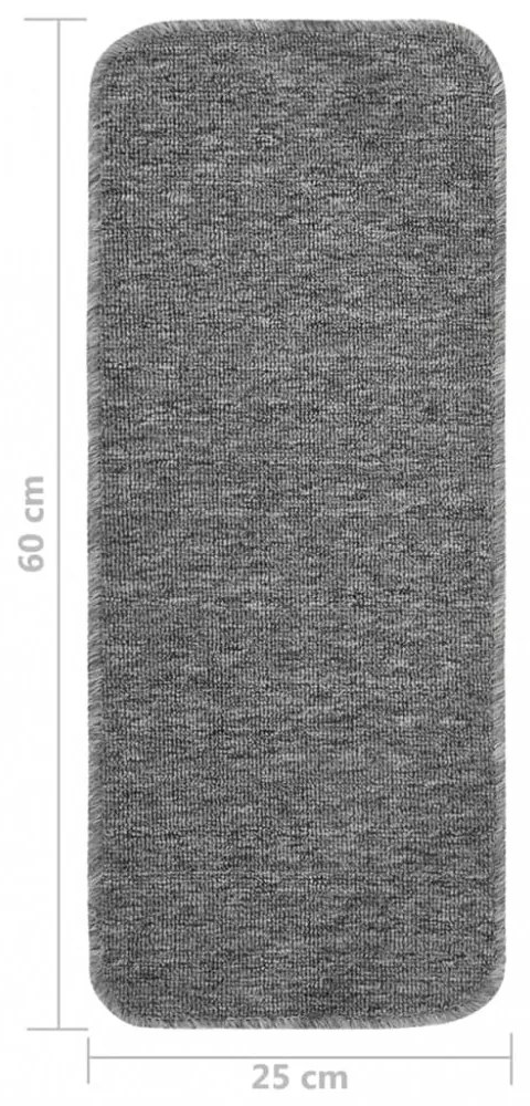 15 db szürke négyszögű csúszásmentes lépcsőszőnyeg 60 x 25 cm