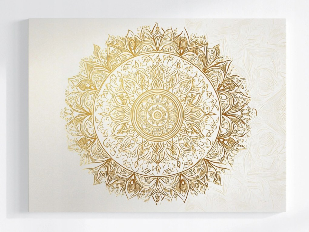 Poszter Mandala Fehér Arany Harmónia Wellbeing Zen 100x75
