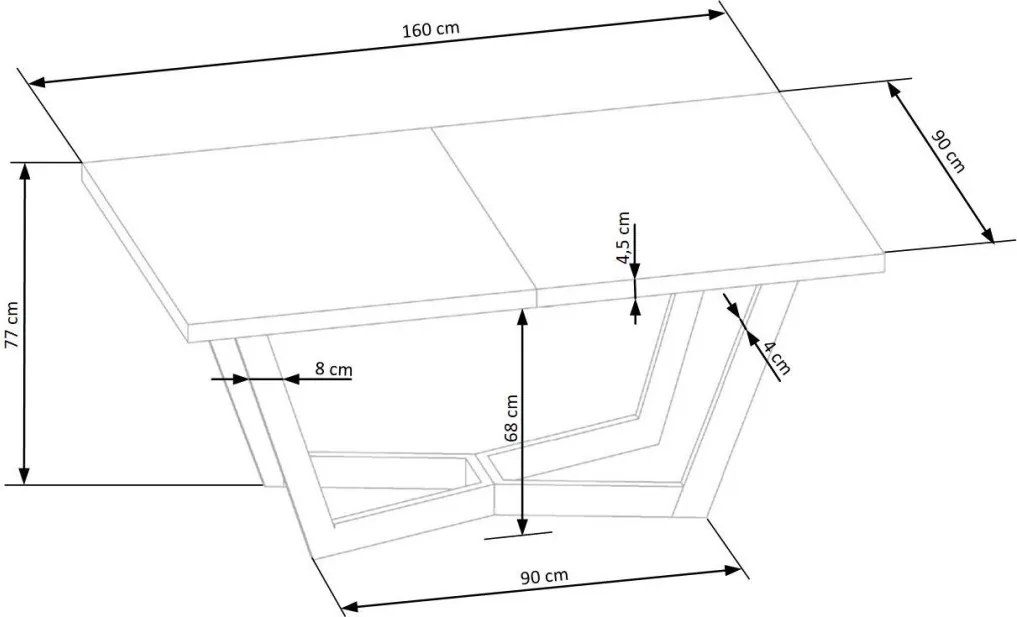 Massive bővíthető étkezőasztal – világos tölgy / fekete 160 - 250 cm