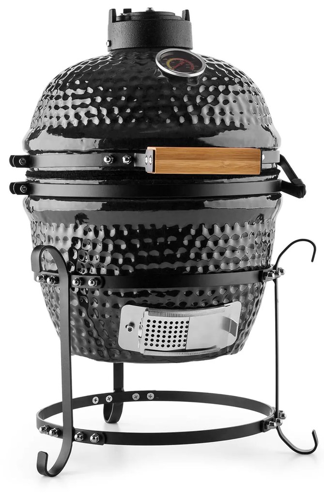 Princesize, kamado grill, kerámia, 11", füstölés, BBQ, lassú főzés, fekete