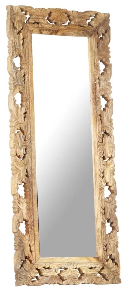 kézzel faragott barna tömör mangófa tükör 110 x 50 cm