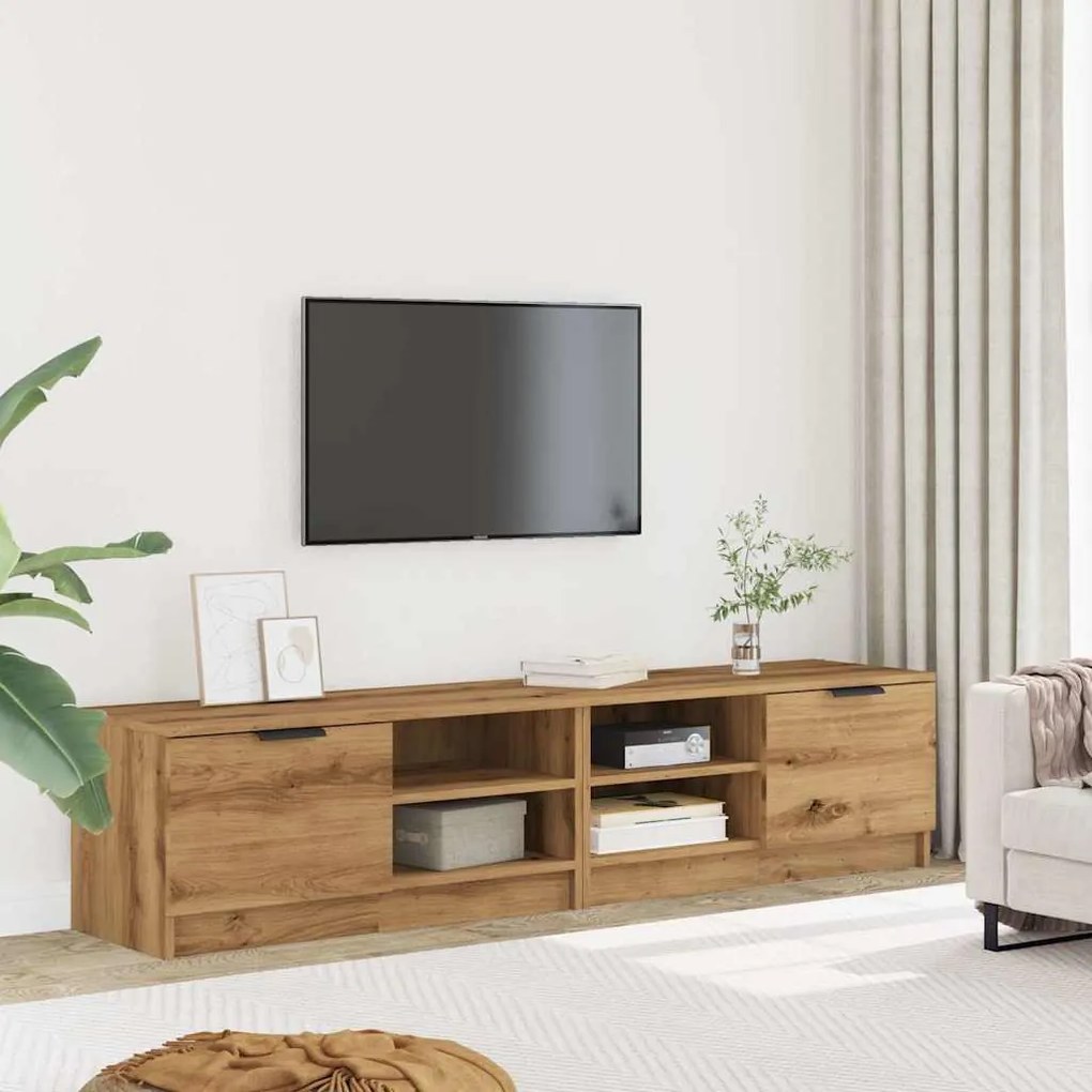2 db barna tölgy színű szerelt fa TV-szekrény 80x35x36,5 cm
