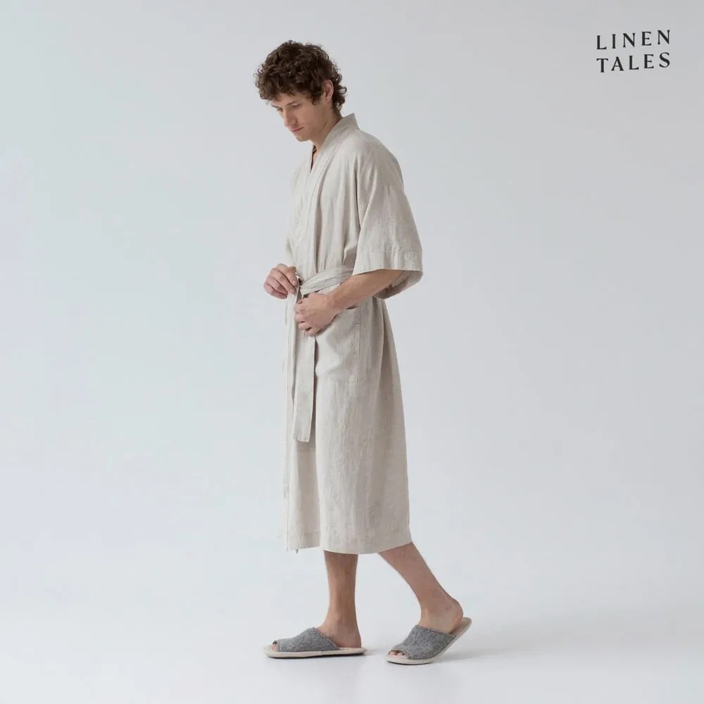 Bézs len fürdőköpeny L/XL Summer – Linen Tales