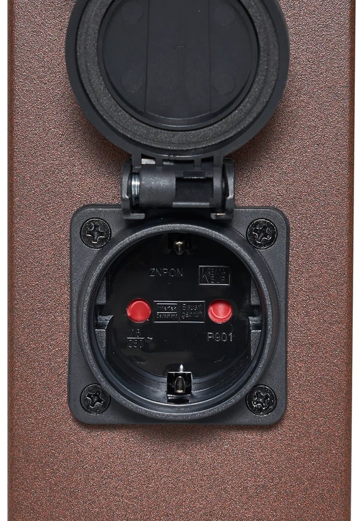 Kültéri lámpa rozsdabarna színben, átlátszó üveggel, 80 cm, IP44, aljzattal és mozgásérzékelővel - Malios