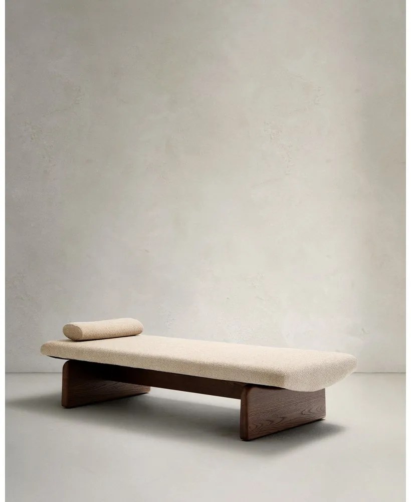 Bézs-sötét natúr színű zsenília heverő (variálható sarok) Topaz – Kave Home